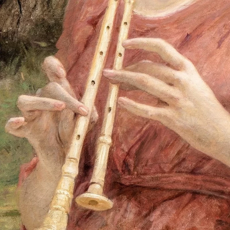 Giovane donna che suona il flauto - dettaglio 1